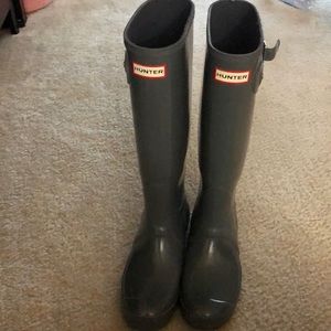 Gently worn tall hunter rain boots